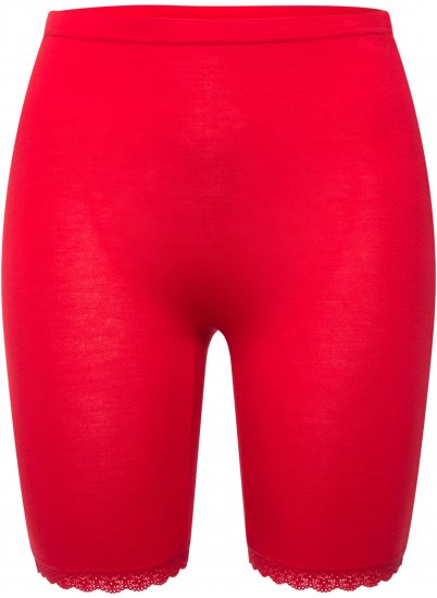 Ulla Popken Lace Hem Stretch Viscose Knit Bicycle Length Lounge Shorts Red - Jeans & Bukser i Store Størrelser – Plus Size - 