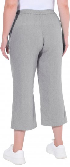 Ulla Popken Cool Linen Elastic Waist Capri Pants Light Grey Melange - Jeans & Bukser i Store Størrelser – Plus Size - 