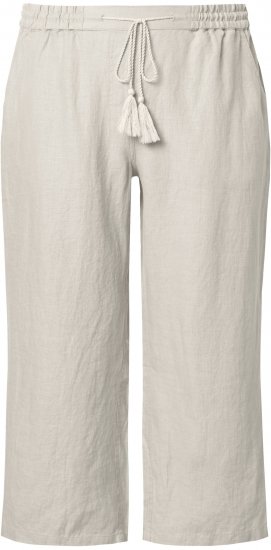 Ulla Popken Cool Linen Elastic Waist Capri Pants Brown - Jeans & Bukser i Store Størrelser – Plus Size - 