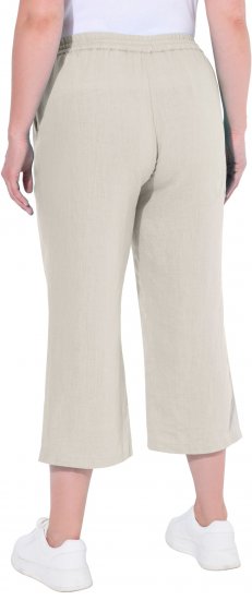 Ulla Popken Cool Linen Elastic Waist Capri Pants Brown - Jeans & Bukser i Store Størrelser – Plus Size - 