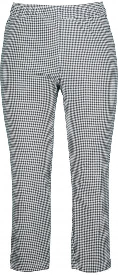 Ulla Popken Check Bengaline Slim Leg Sienna Fit Stretch Crop Pants Black - Jeans & Bukser i Store Størrelser – Plus Size - 