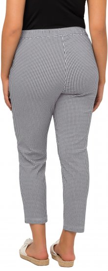 Ulla Popken Check Bengaline Slim Leg Sienna Fit Stretch Crop Pants Black - Jeans & Bukser i Store Størrelser – Plus Size - 