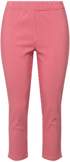 Ulla Popken Check Bengaline Slim Leg Sienna Fit Stretch Crop Pants Light Pink - Jeans & Bukser i Store Størrelser – Plus Size - 