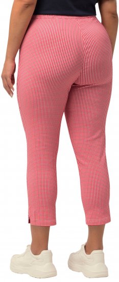 Ulla Popken Check Bengaline Slim Leg Sienna Fit Stretch Crop Pants Light Pink - Jeans & Bukser i Store Størrelser – Plus Size - 