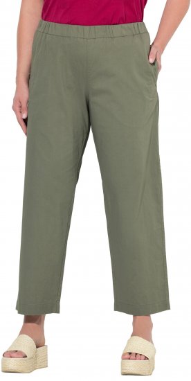 Ulla Popken Wide Leg Ruby Fit Stretch Chino Pants Green - Jeans & Bukser i Store Størrelser – Plus Size - 