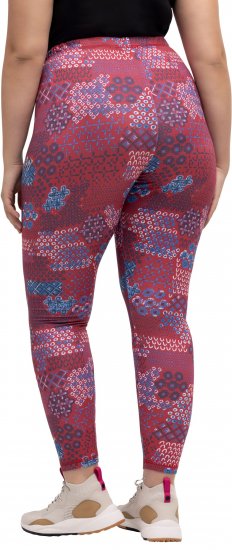 Ulla Popken Graphic Print Recycled Polyester Quick Dry Stretch Leggings Red - Jeans & Bukser i Store Størrelser – Plus Size - 