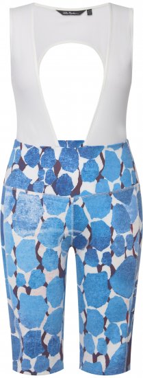 Ulla Popken Abstract Print Padded Cycling Shorts With Suspenders White - Jeans & Bukser i Store Størrelser – Plus Size - 