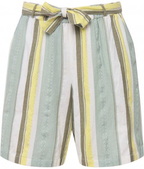 Ulla Popken Striped Wide Leg Elastic Waistband Shorts White - Jeans & Bukser i Store Størrelser – Plus Size - 