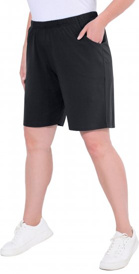 Ulla Popken Stretch Knit Bermuda Shorts Black - Jeans & Bukser i Store Størrelser – Plus Size - 