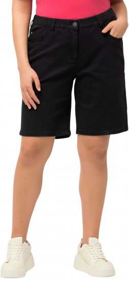 Ulla Popken Basic Denim Mandy Bermuda Shorts Black - Jeans & Bukser i Store Størrelser – Plus Size - 