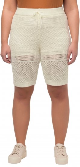Ulla Popken Crochet Bermuda Layered Look Shorts White - Jeans & Bukser i Store Størrelser – Plus Size - 