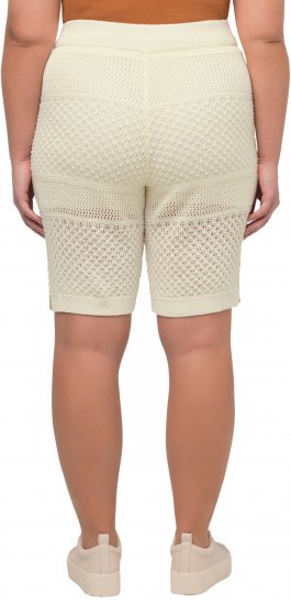 Ulla Popken Crochet Bermuda Layered Look Shorts White - Jeans & Bukser i Store Størrelser – Plus Size - 