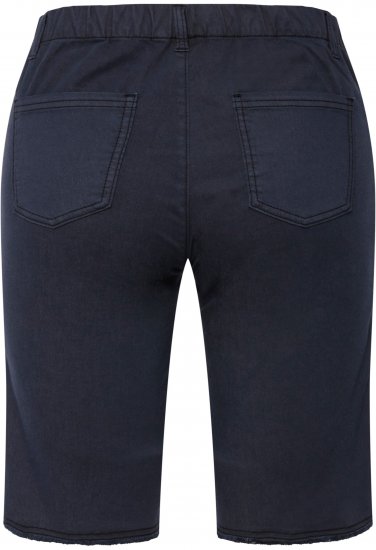 Ulla Popken Frayed Hemline Elastic Waistband Bermuda Shorts Navy - Jeans & Bukser i Store Størrelser – Plus Size - 