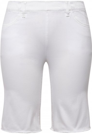 Ulla Popken Frayed Hemline Elastic Waistband Bermuda Shorts Snow White - Jeans & Bukser i Store Størrelser – Plus Size - 