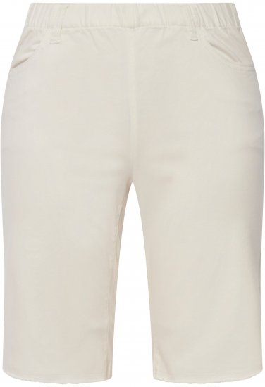 Ulla Popken Frayed Hemline Elastic Waistband Bermuda Shorts White - Jeans & Bukser i Store Størrelser – Plus Size - 