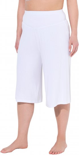 Ulla Popken Wide Leg Flared Bermuda Shorts White - Jeans & Bukser i Store Størrelser – Plus Size - 