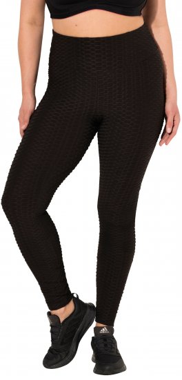 Ulla Popken Textured High Waisted Leggings Grey - Jeans & Bukser i Store Størrelser – Plus Size - 