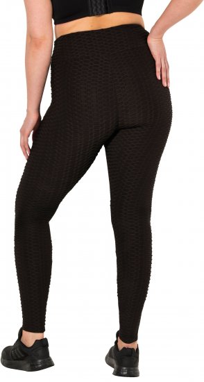 Ulla Popken Textured High Waisted Leggings Grey - Jeans & Bukser i Store Størrelser – Plus Size - 