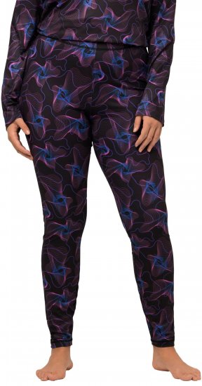 Ulla Popken Geometric Wave Quick Drying Ski Leggings Black - Jeans & Bukser i Store Størrelser – Plus Size - 