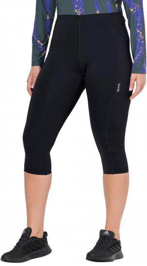 Ulla Popken Cropped Sports Leggings Black - Jeans & Bukser i Store Størrelser – Plus Size - 