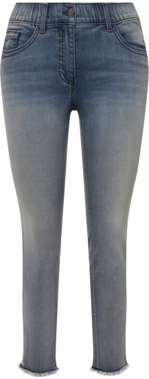 Ulla Popken Fringed Hem Stretch Fit Jeans Blue Denim - Jeans & Bukser i Store Størrelser – Plus Size - Jeans & bukser, EU 42-70