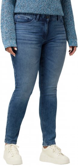 Ulla Popken Textured Stripe Sarah Slim Fit Jeans Blue - Jeans & Bukser i Store Størrelser – Plus Size - 
