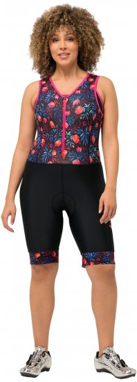 Ulla Popken Functional Padded Zip Front Cycling Leotard Black - Jeans & Bukser i Store Størrelser – Plus Size - 