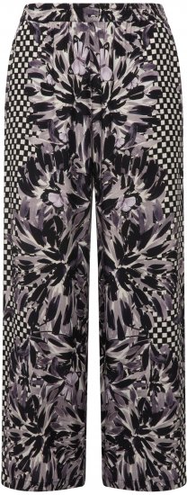 Ulla Popken Checkered Floral Elastic Waist Palazzo Paints Black - Jeans & Bukser i Store Størrelser – Plus Size - Jeans & bukser, EU 42-70