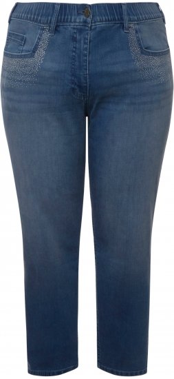Ulla Popken Rhinestone Detail Stretch Fit Skinny Jeans Blue Denim - Jeans & Bukser i Store Størrelser – Plus Size - 