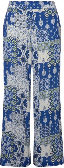 Ulla Popken Paisley Straight Leg Pull On Pants Blue - Jeans & Bukser i Store Størrelser – Plus Size - 