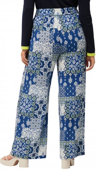 Ulla Popken Paisley Straight Leg Pull On Pants Blue - Jeans & Bukser i Store Størrelser – Plus Size - 