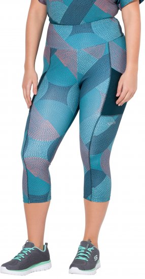 Ulla Popken Quick Dry Cropped Geometric Print Leggings Blue - Jakker - 