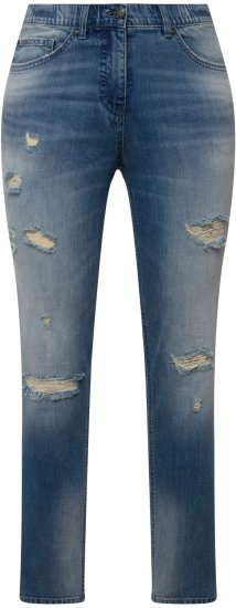 Ulla Popken Distressed Stretch Fit Sarah Jeans Blue - Jeans & Bukser i Store Størrelser – Plus Size - Jeans & bukser, EU 42-70