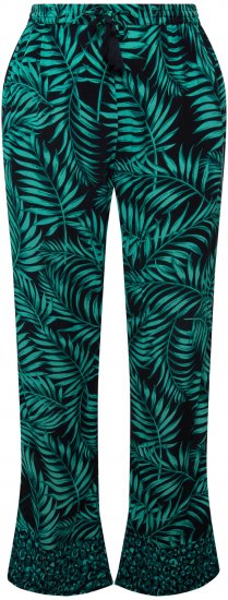 Ulla Popken Palm Leaf Print Elastic Waist Pants Navy - Jeans & Bukser i Store Størrelser – Plus Size - Jeans & bukser, EU 42-70