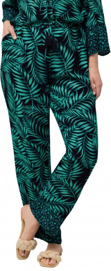 Ulla Popken Palm Leaf Print Elastic Waist Pants Navy - Jeans & Bukser i Store Størrelser – Plus Size - Jeans & bukser, EU 42-70