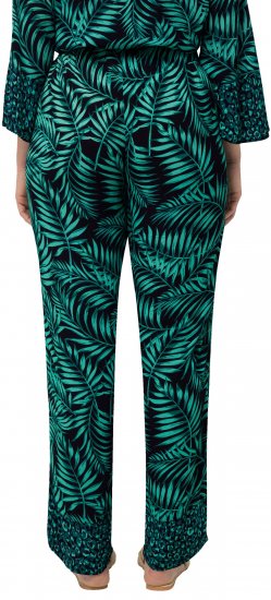 Ulla Popken Palm Leaf Print Elastic Waist Pants Navy - Jeans & Bukser i Store Størrelser – Plus Size - Jeans & bukser, EU 42-70
