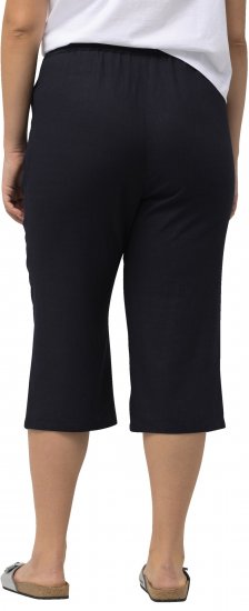 Ulla Popken Cropped Linen Blend Elastic Waist Pants Navy - Jeans & Bukser i Store Størrelser – Plus Size - 