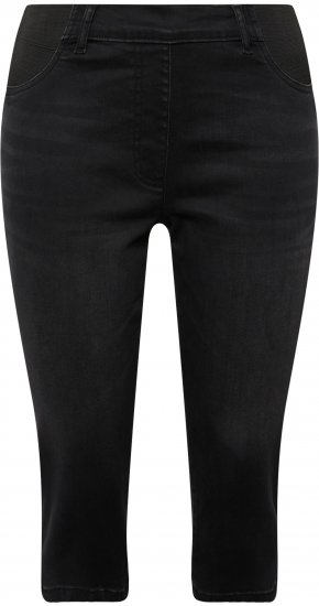 Ulla Popken Sienna Stretch Denim Capris Black - Jeans & Bukser i Store Størrelser – Plus Size - Jeans & bukser, EU 42-70