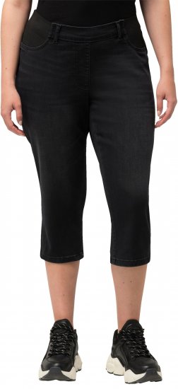 Ulla Popken Sienna Stretch Denim Capris Black - Jeans & Bukser i Store Størrelser – Plus Size - Jeans & bukser, EU 42-70