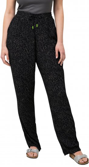Ulla Popken Speckled Crepe Pull On Pants Black - Jeans & Bukser i Store Størrelser – Plus Size - Jeans & bukser, EU 42-70