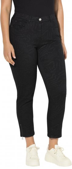 Ulla Popken Animal Print Stretch Fit Jeans Black - Jeans & Bukser i Store Størrelser – Plus Size - 