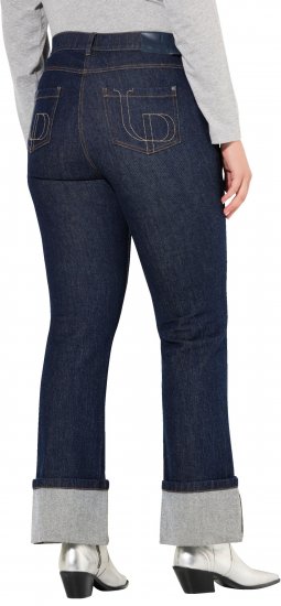 Ulla Popken Turn Up Hem Wide Leg Mary Jeans Grey Denim - Jeans & Bukser i Store Størrelser – Plus Size - 