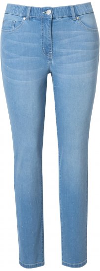 Ulla Popken Rhinestone Detail Stretch Fit Jeans Light Blue Denim - Jeans & Bukser i Store Størrelser – Plus Size - 