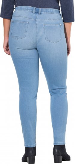 Ulla Popken Rhinestone Detail Stretch Fit Jeans Light Blue Denim - Jeans & Bukser i Store Størrelser – Plus Size - 