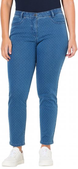 Ulla Popken Polka Dot Stretch Fit Jeans Blue Denim - Jeans & Bukser i Store Størrelser – Plus Size - Jeans & bukser, EU 42-70