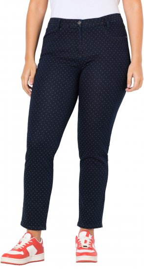 Ulla Popken Polka Dot Stretch Fit Jeans Denim Blue - Jeans & Bukser i Store Størrelser – Plus Size - 