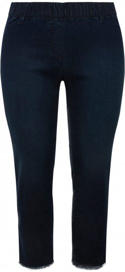 Ulla Popken Cropped Raw Hem Jeggings Denim Blue - Jeans & Bukser i Store Størrelser – Plus Size - 