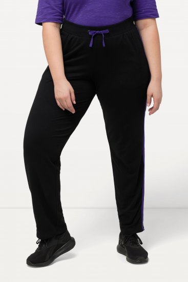 Ulla Popken Striped Elastic Waist Sweatpants Black - Jeans & Bukser i Store Størrelser – Plus Size - 