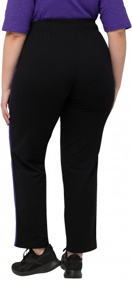 Ulla Popken Striped Elastic Waist Sweatpants Black - Jeans & Bukser i Store Størrelser – Plus Size - 