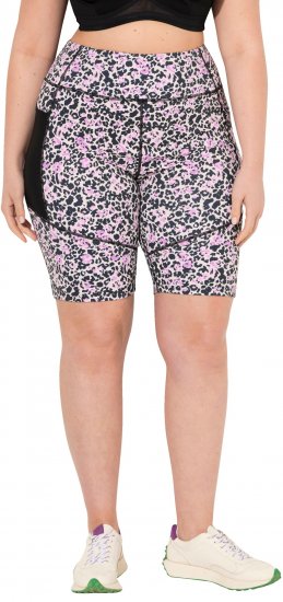 Ulla Popken Leopard Print Quick Drying Shorts Black - Jeans & Bukser i Store Størrelser – Plus Size - 